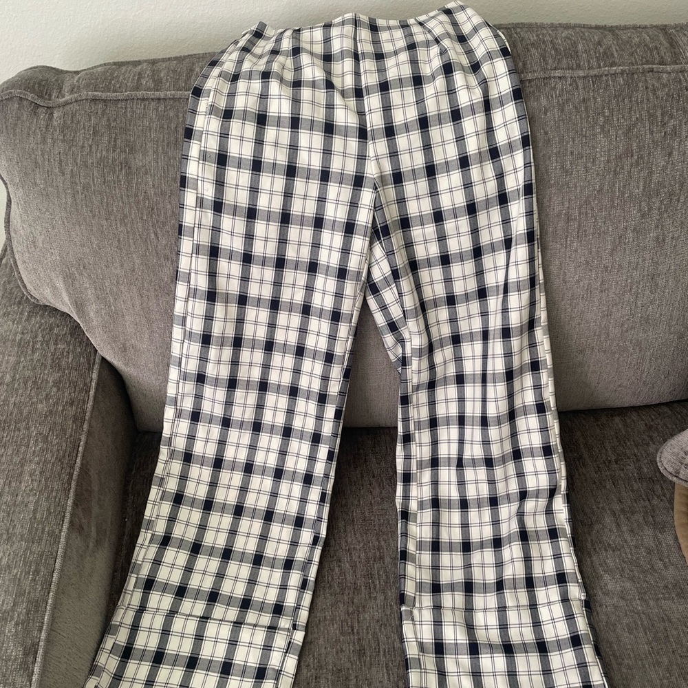 Princess Polly Navy and White Plaid Pants